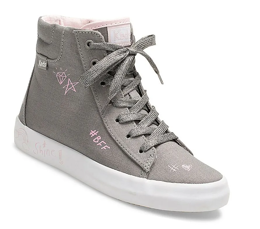 2024 nube blanca Zapatillas Keds Big Kid Double Up High Top Niños Gris – Zapatillas