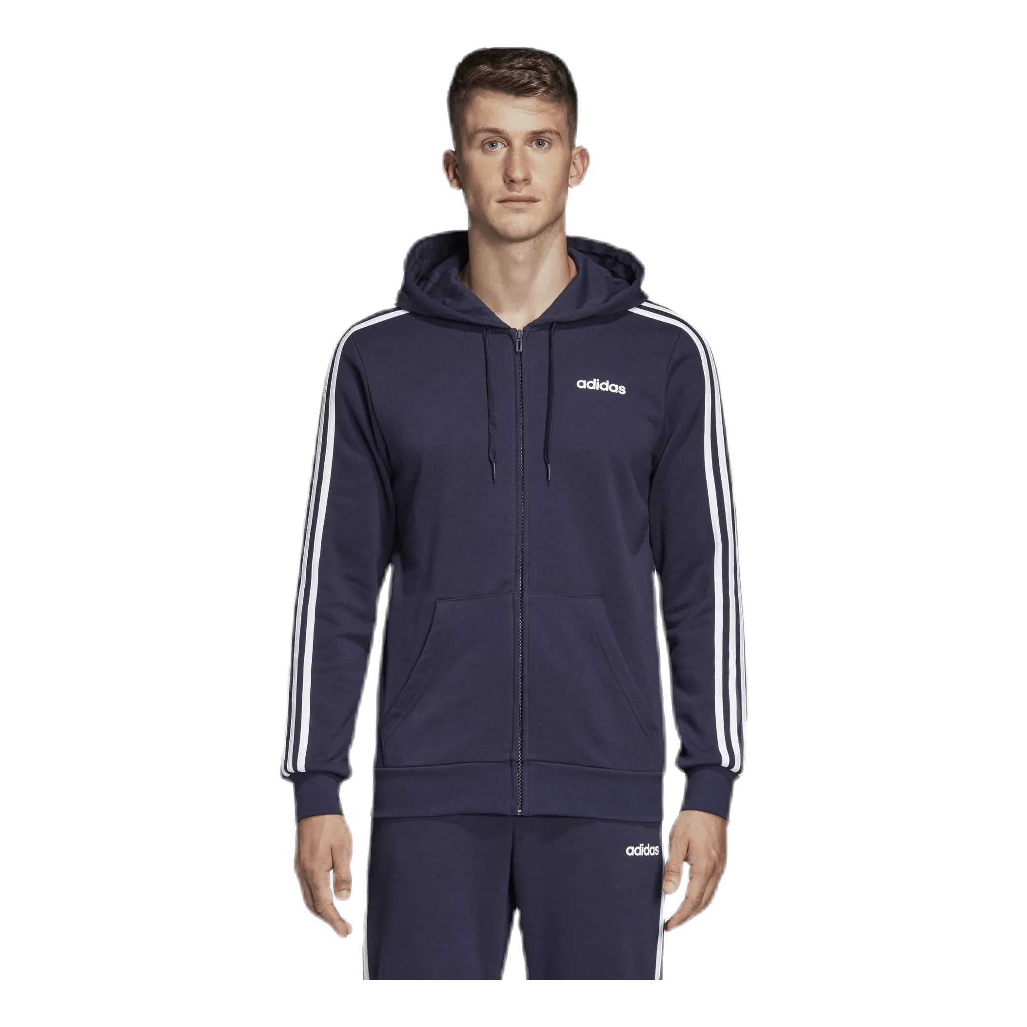 Adidas Essentials 3 Stripes Fullzip French Terry Legend Ink / White