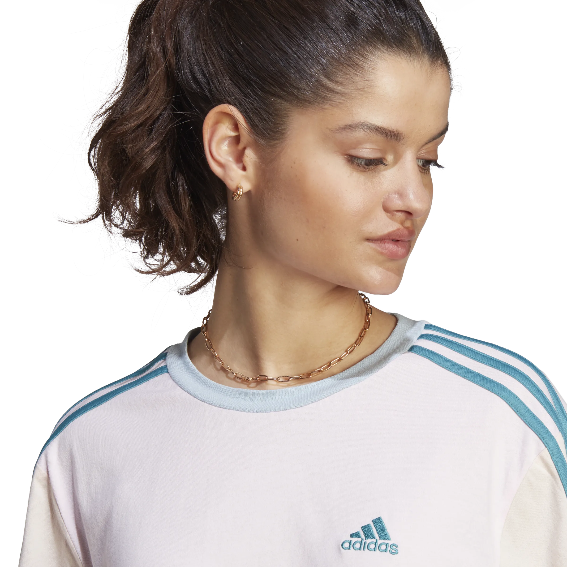 ADIDAS ESSENTIALS 3STRIPES SINGLE JERSEY CROP TOP CLEAR PINK