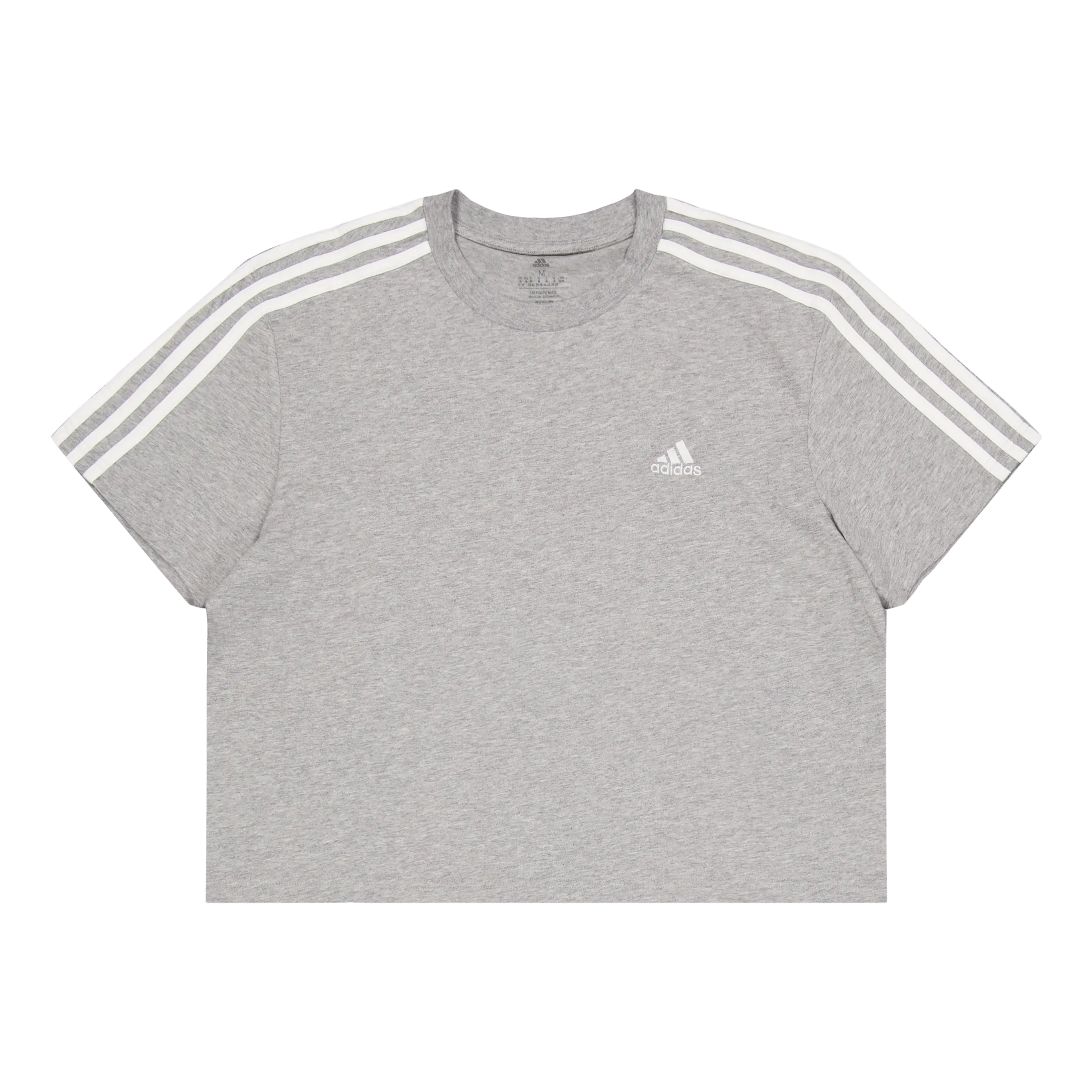 ADIDAS ESSENTIALS 3STRIPES SINGLE JERSEY CROP TOP MEDIUM GREY HEATHER
