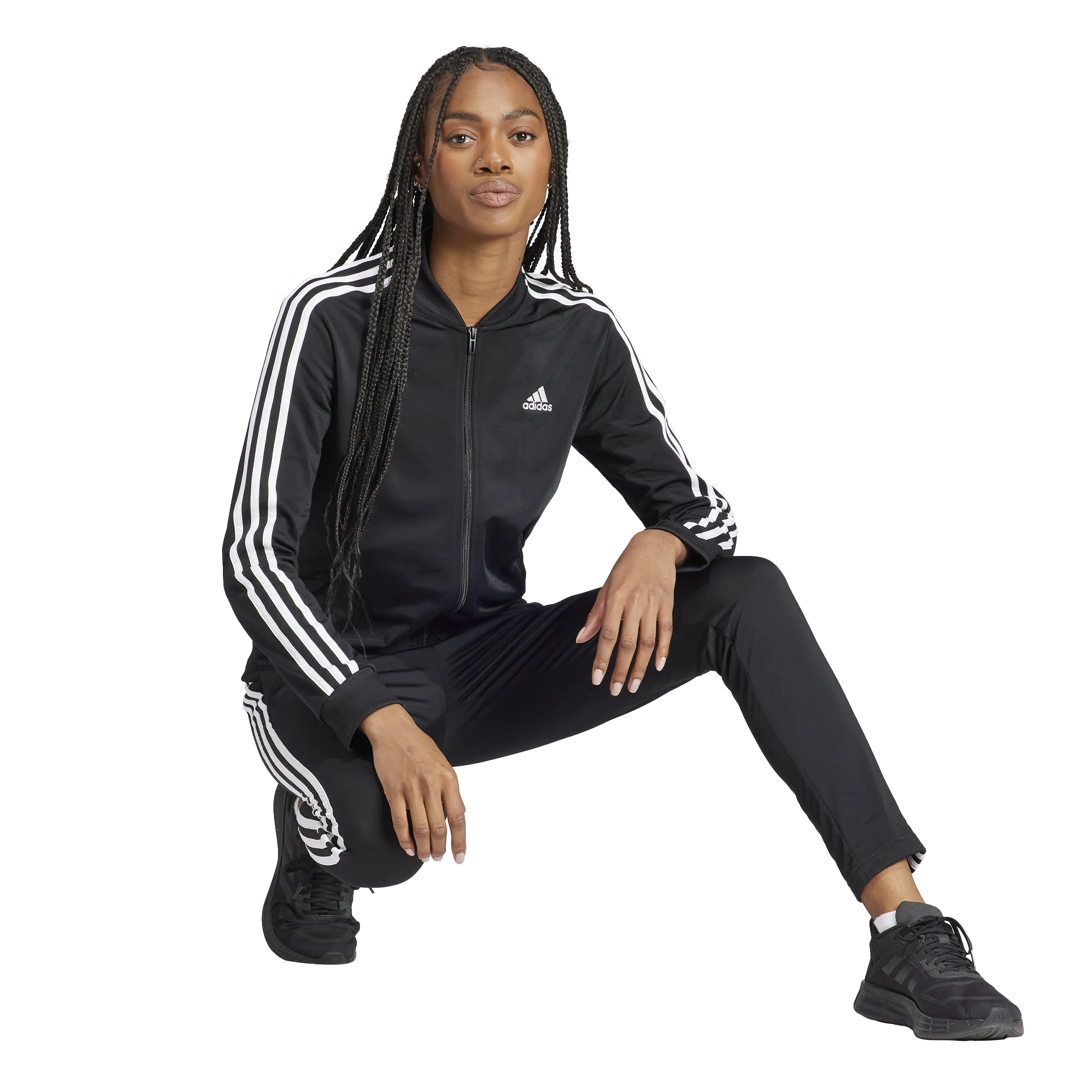 ADIDAS ESSENTIALS 3STRIPES TRACKSUIT BLACK