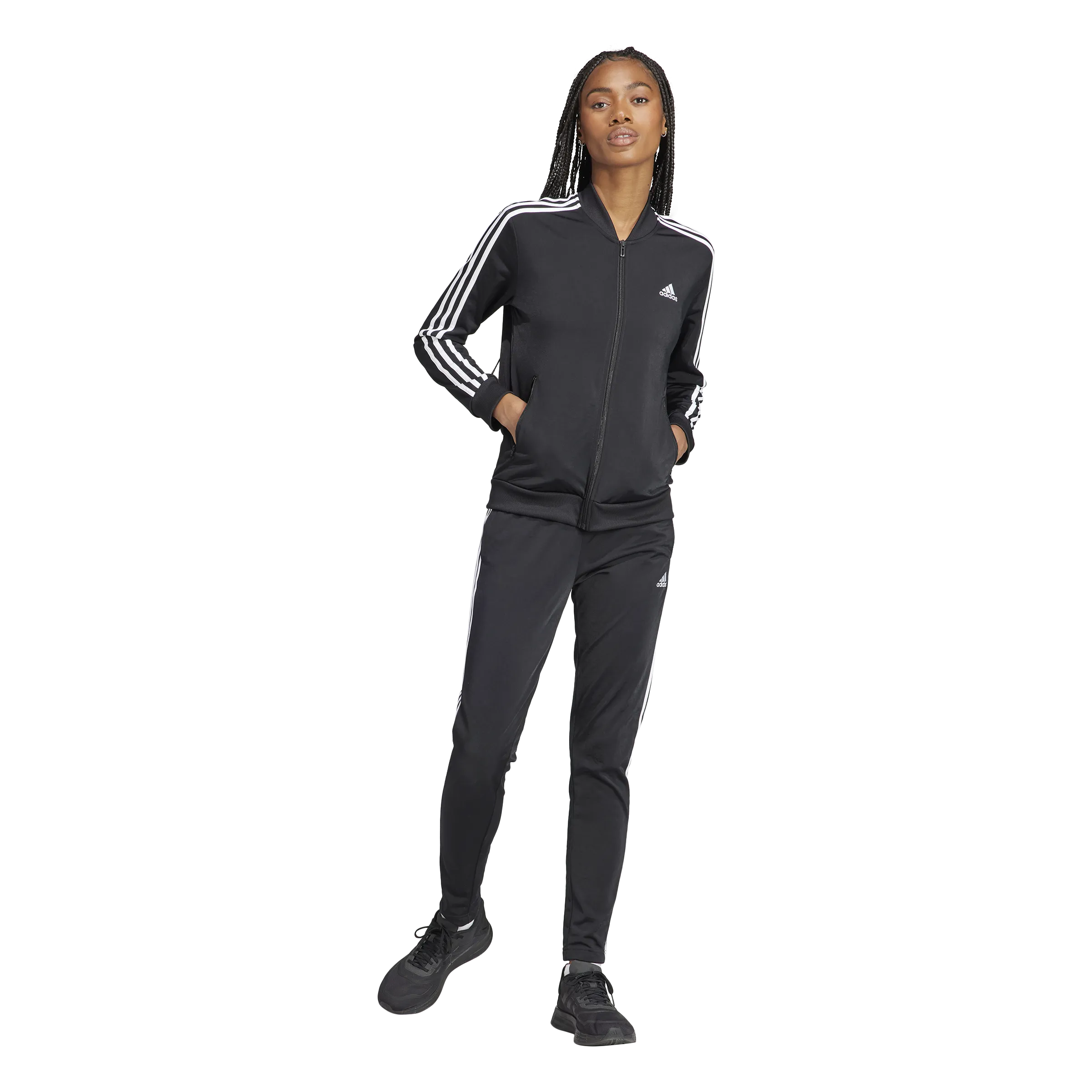 ADIDAS ESSENTIALS 3STRIPES TRACKSUIT BLACK