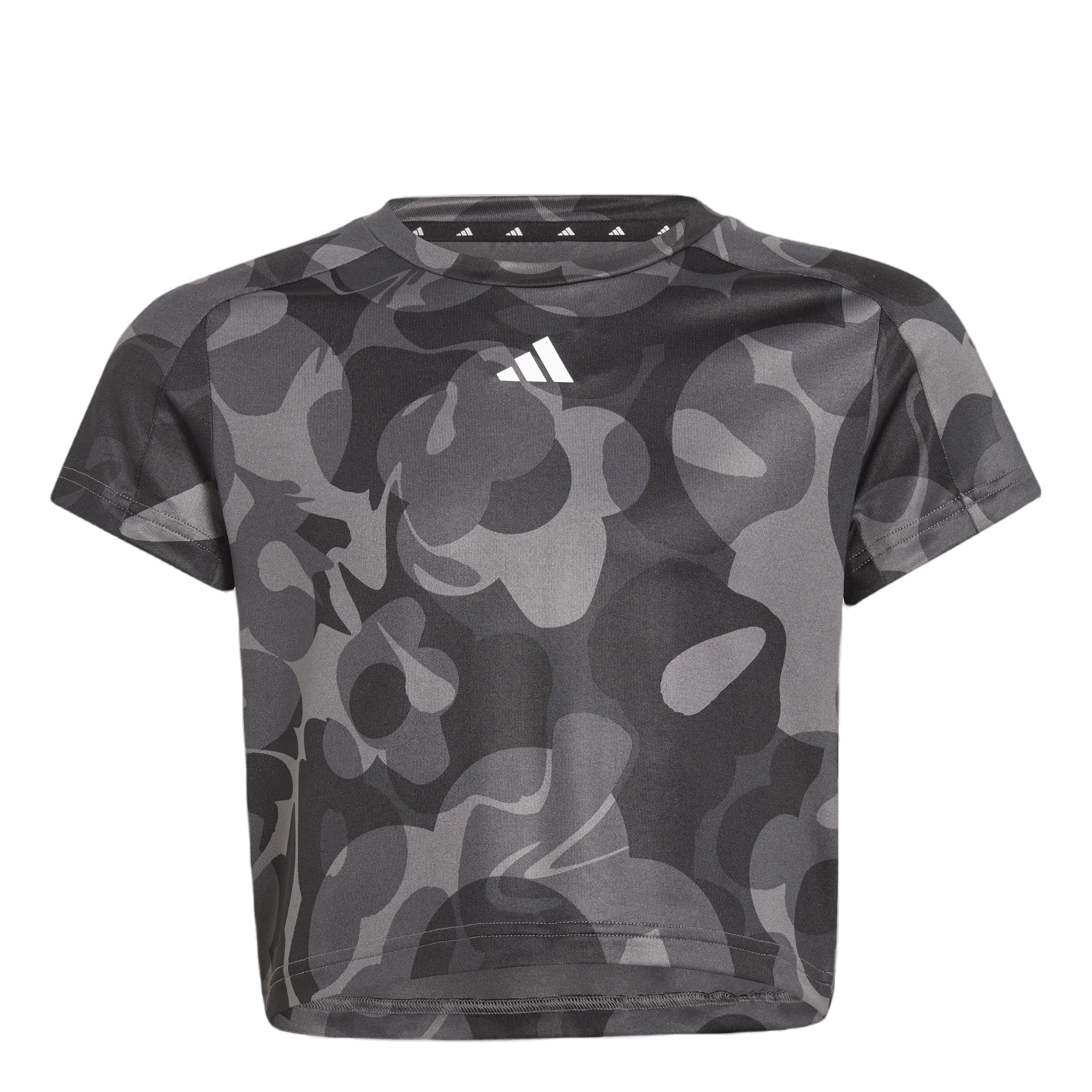 ADIDAS ESSENTIALS AEROREADY SEASONAL PRINT CROP TSHIRT KIDS BLACK
