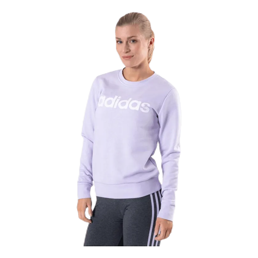 Adidas Essentials Linear Crewneck Purple Tint / White
