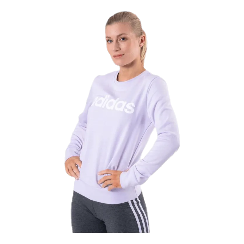 Adidas Essentials Linear Crewneck Purple Tint / White