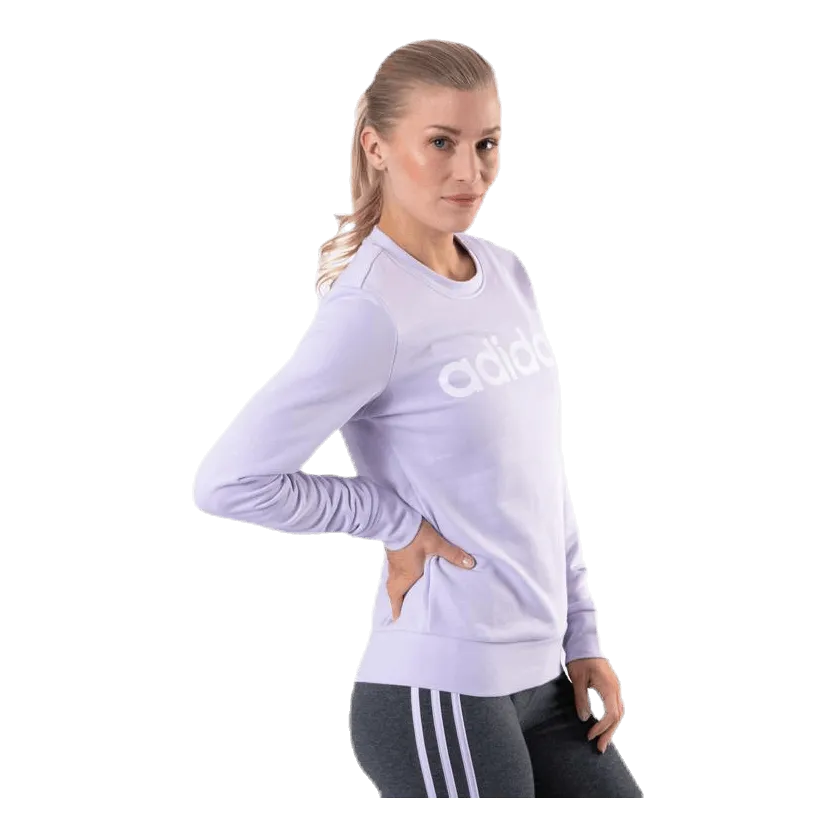 Adidas Essentials Linear Crewneck Purple Tint / White