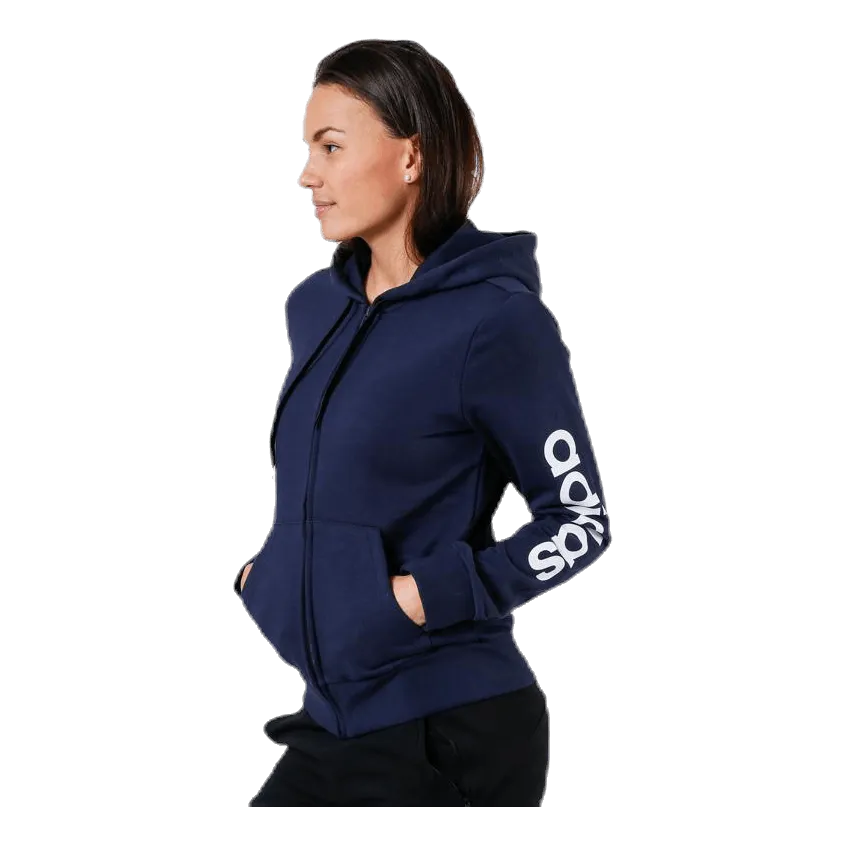 Adidas Essentials Linear Full Zip Hoodie Legend Ink / White