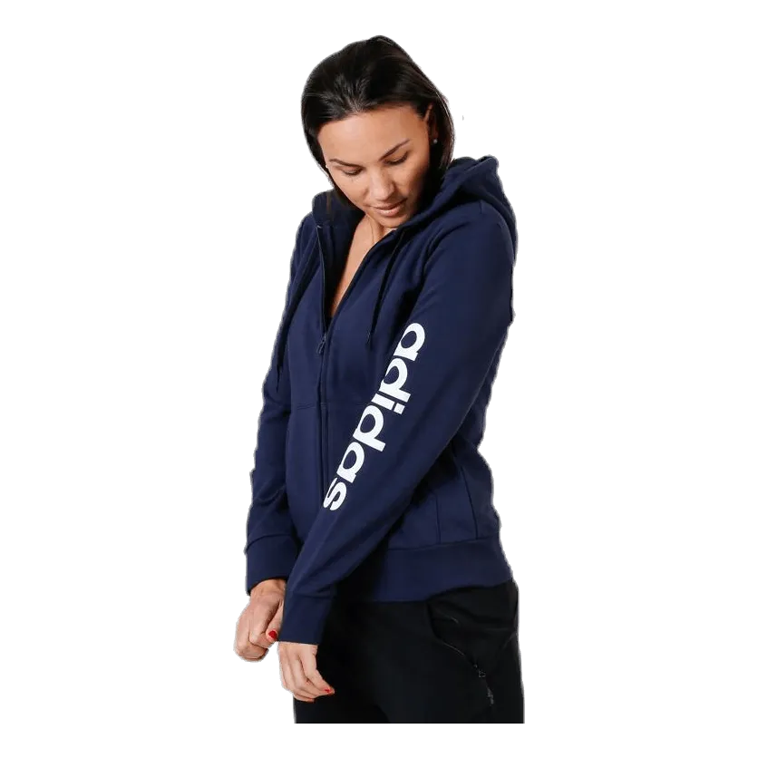 Adidas Essentials Linear Full Zip Hoodie Legend Ink / White
