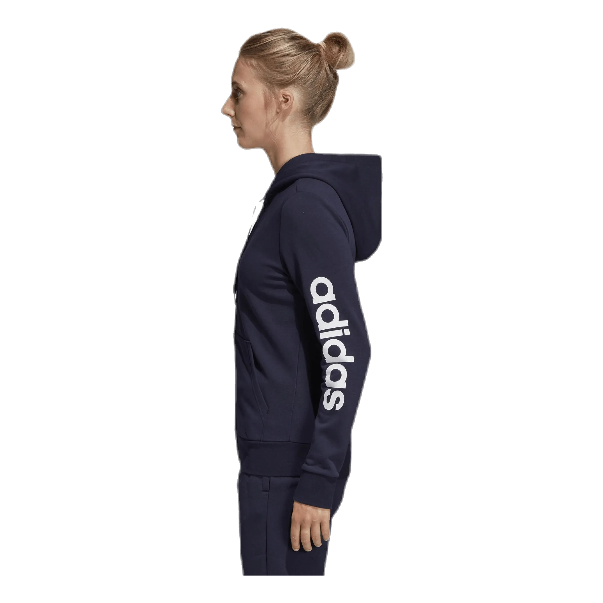 Adidas Essentials Linear Full Zip Hoodie Legend Ink / White