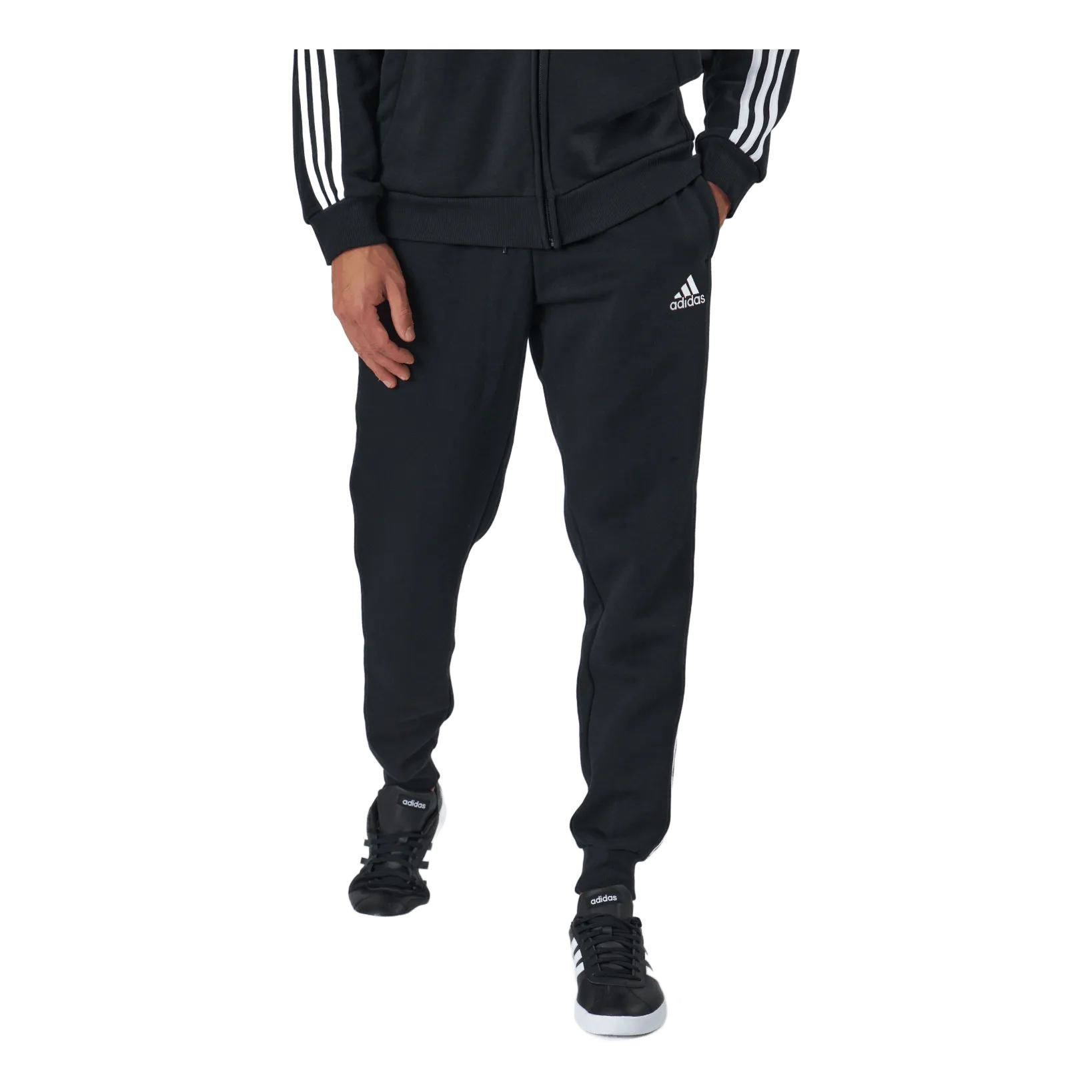 Adidas Essentials Slim  3 Stripes Pants Black / White