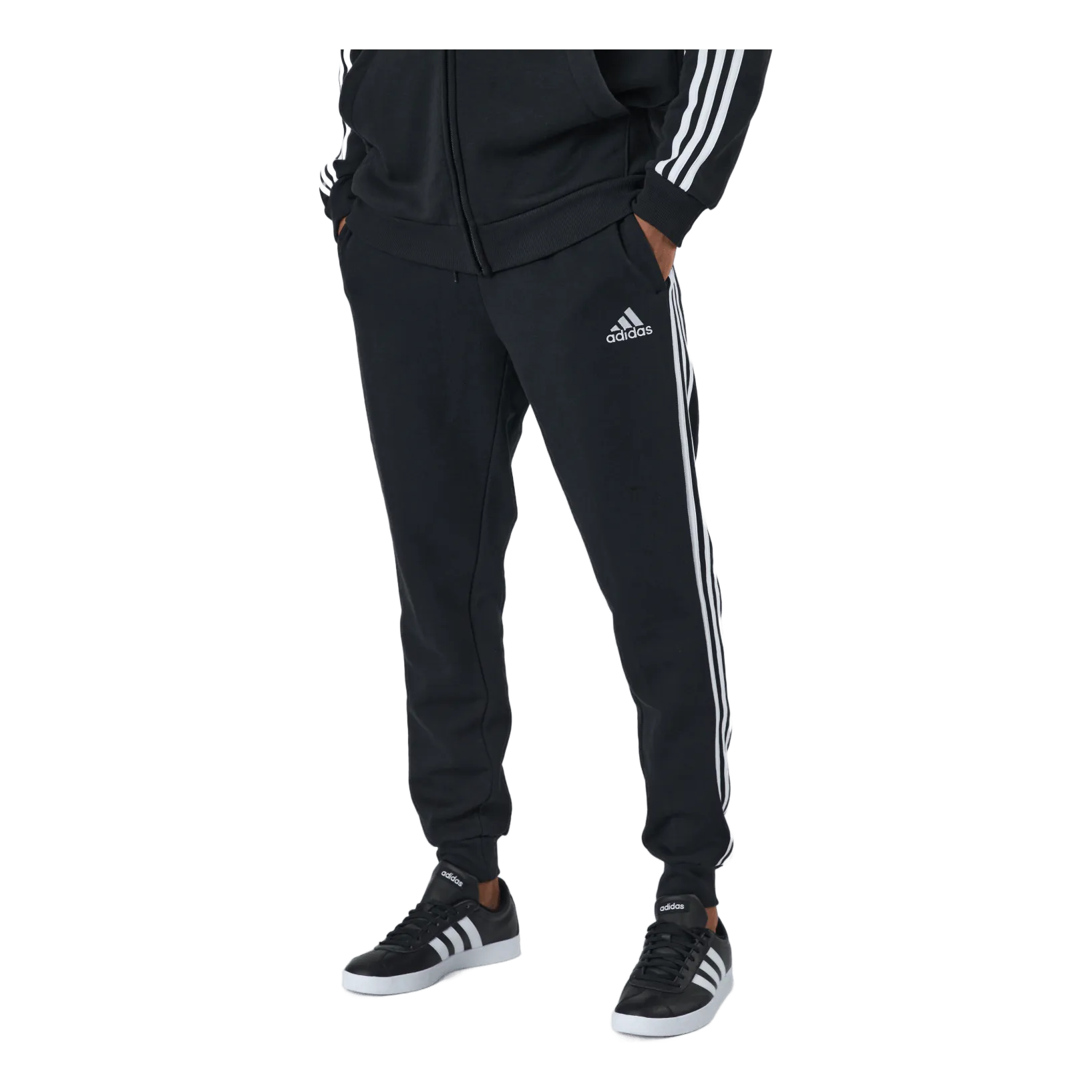Adidas Essentials Slim  3 Stripes Pants Black / White