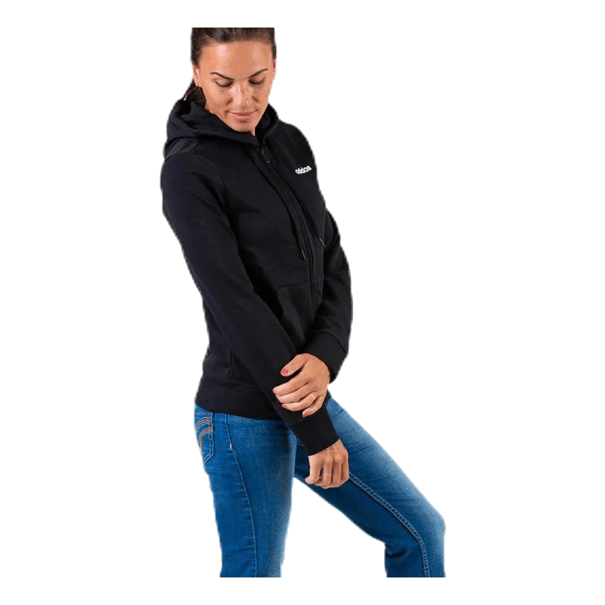 Adidas Essentials Solid Full Zip Hoodie Black / White