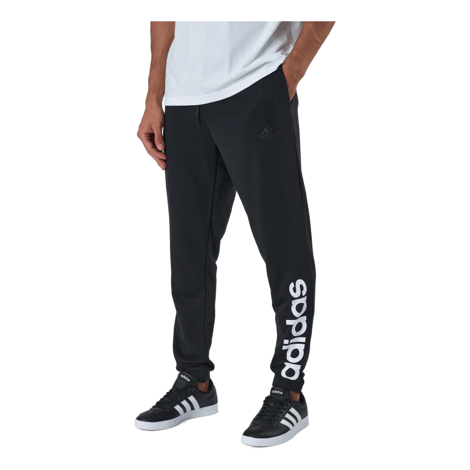 Adidas Essentials Tapered Elastic Cuff Linear Pants Black