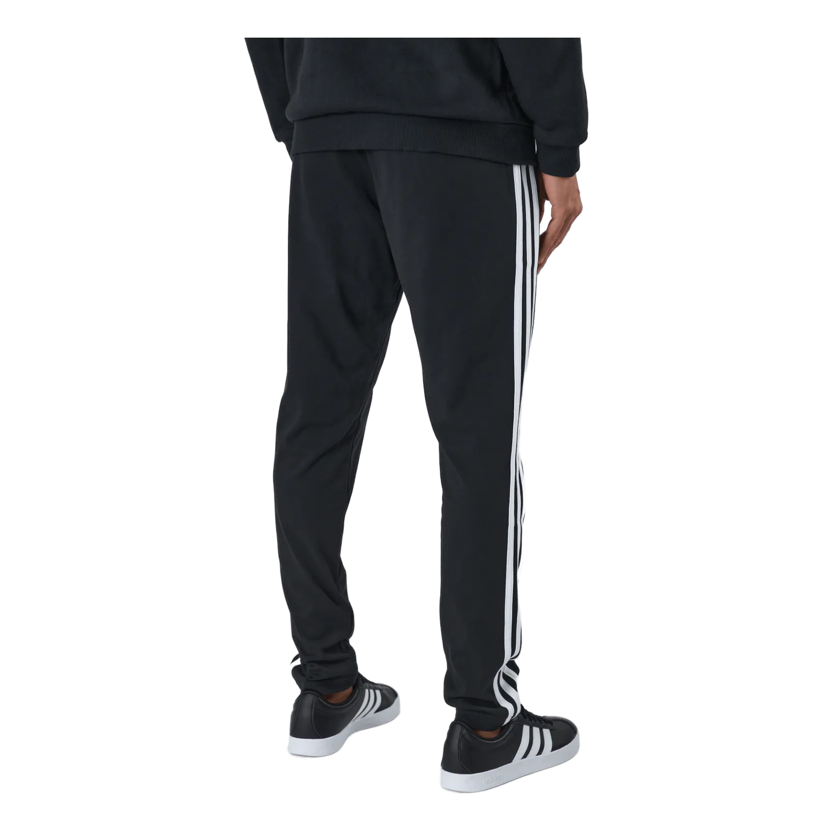 Adidas Essentials Tapered Open Hem 3 Stripes Pants Black / White