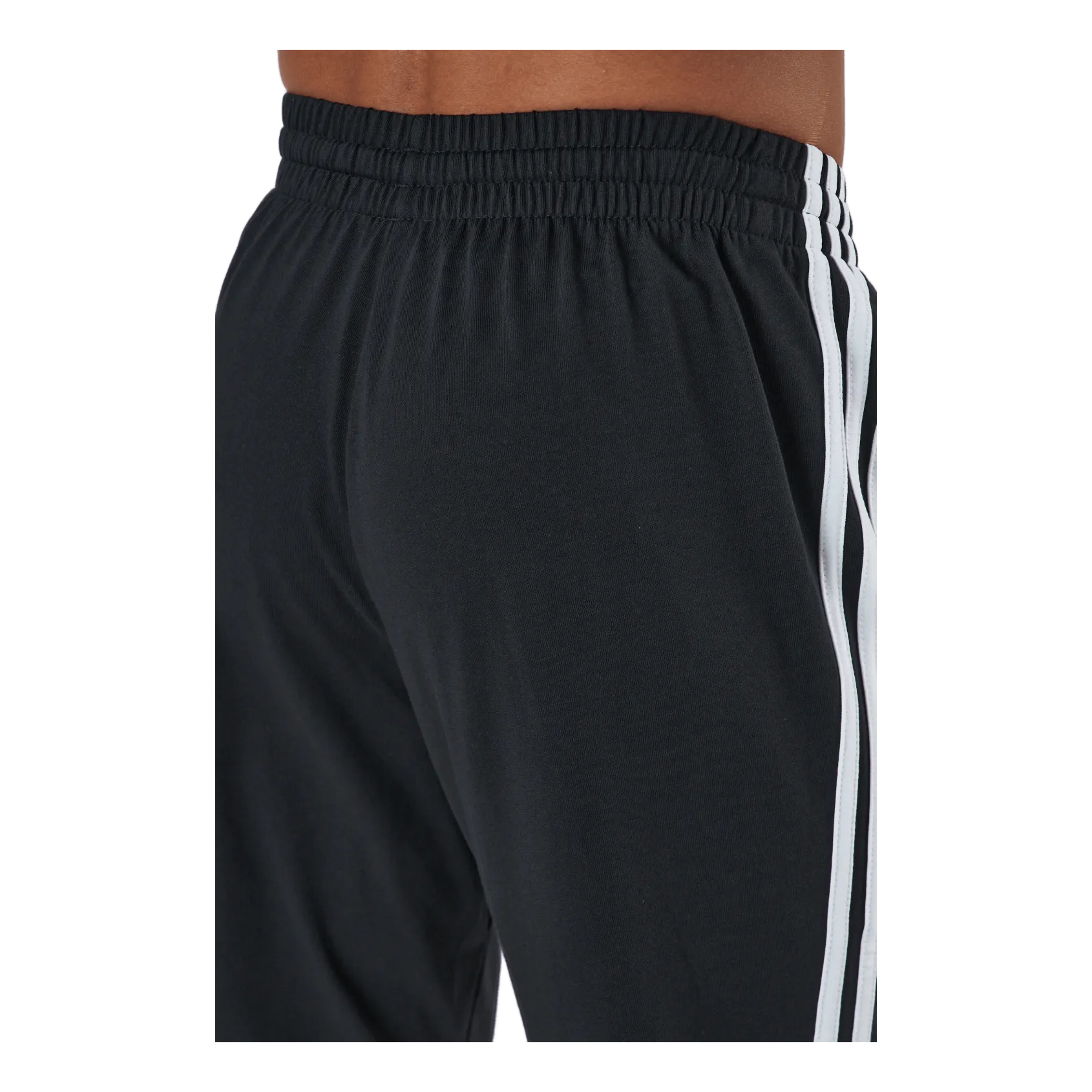 Adidas Essentials Tapered Open Hem 3 Stripes Pants Black / White