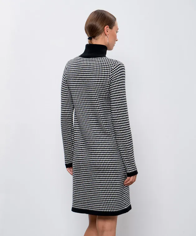 Allude Black midi dress made of wool and cashmere in a geometric pattern