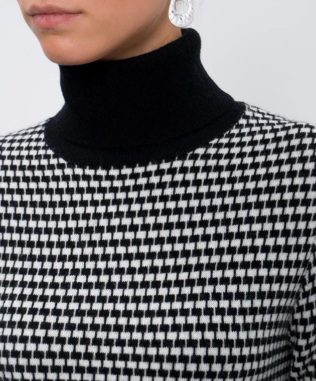 Allude Black midi dress made of wool and cashmere in a geometric pattern