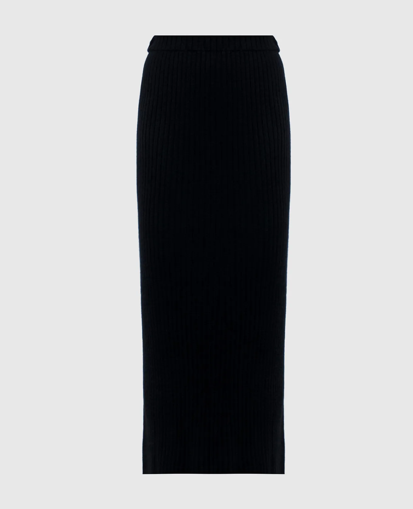 Allude Black ribbed cashmere midi skirt