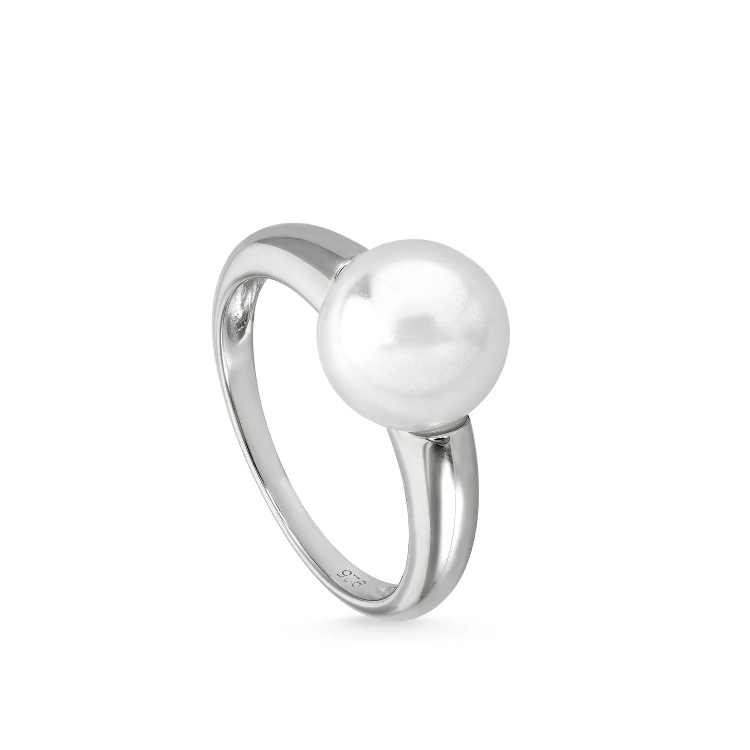 Anillos con perlas de plata estilo clásico con perla central