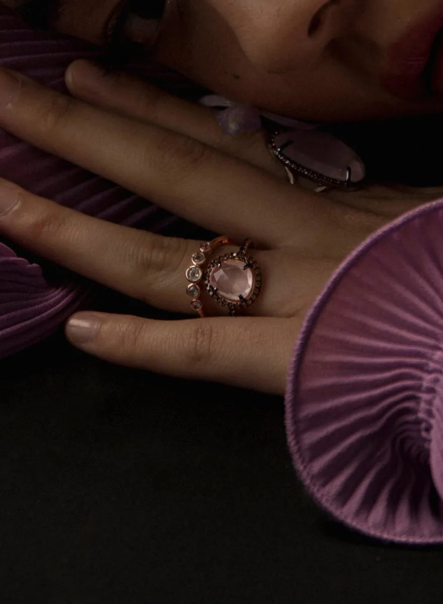 Anillos con piedras estilo doble sortija con circonitas