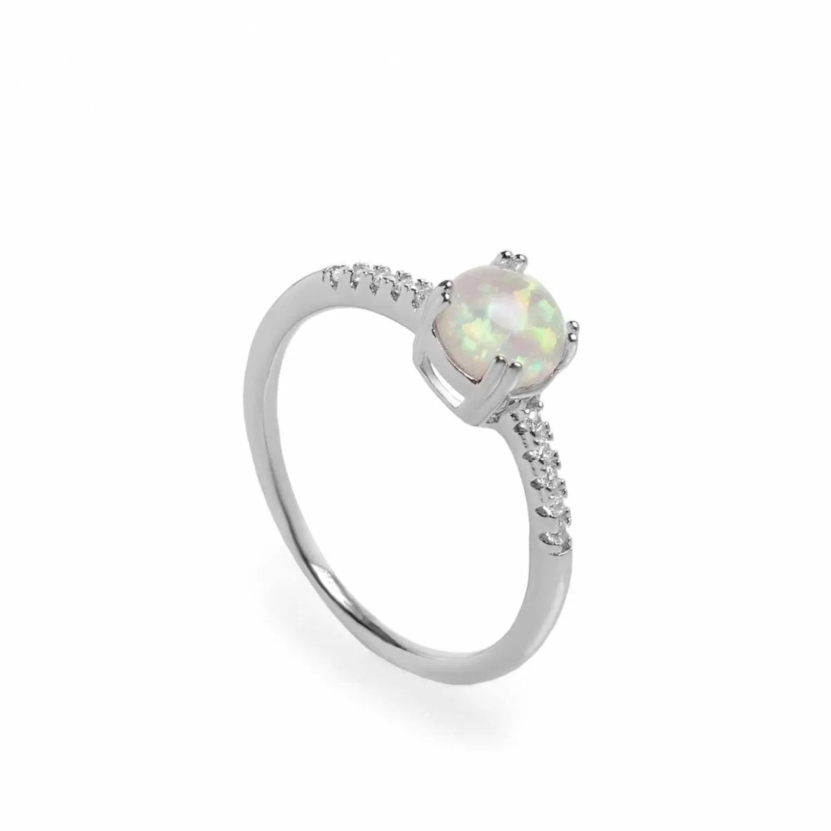 Anillos finos diseo circular estilo ópalo con circonitas