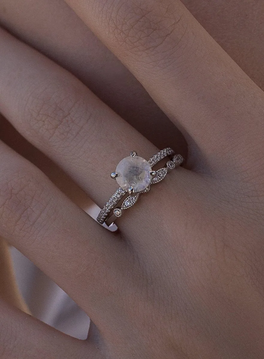 Anillos finos diseo doble piedra estilo ópalo y circonitas