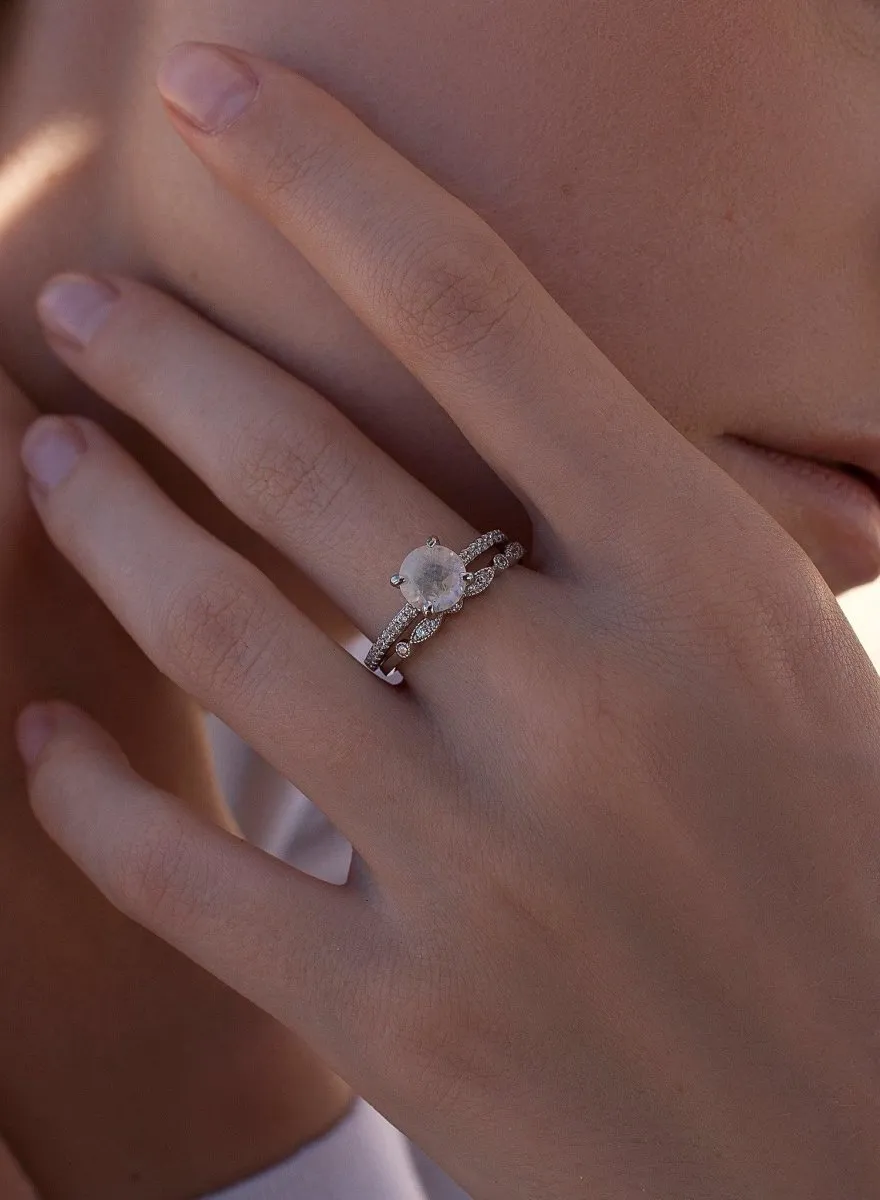 Anillos finos diseo doble piedra estilo ópalo y circonitas
