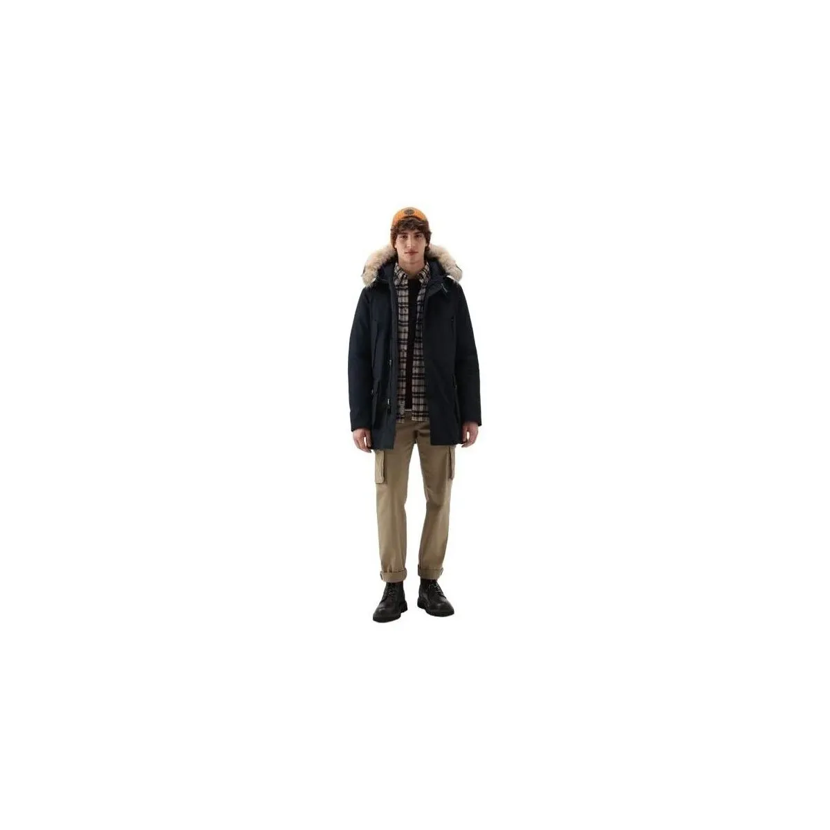 Anorak Arctic Detachable Fur Hombre Melton Blue