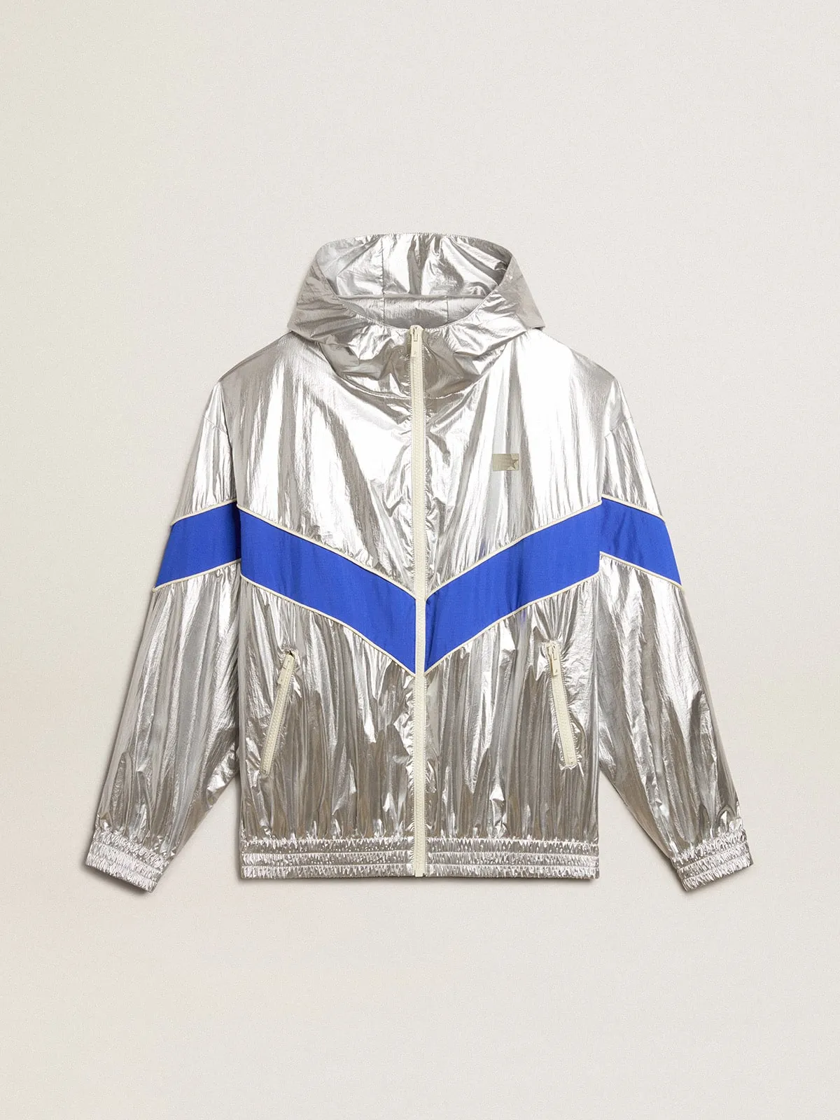 Anorak de hombre en tejido técnico plateado
