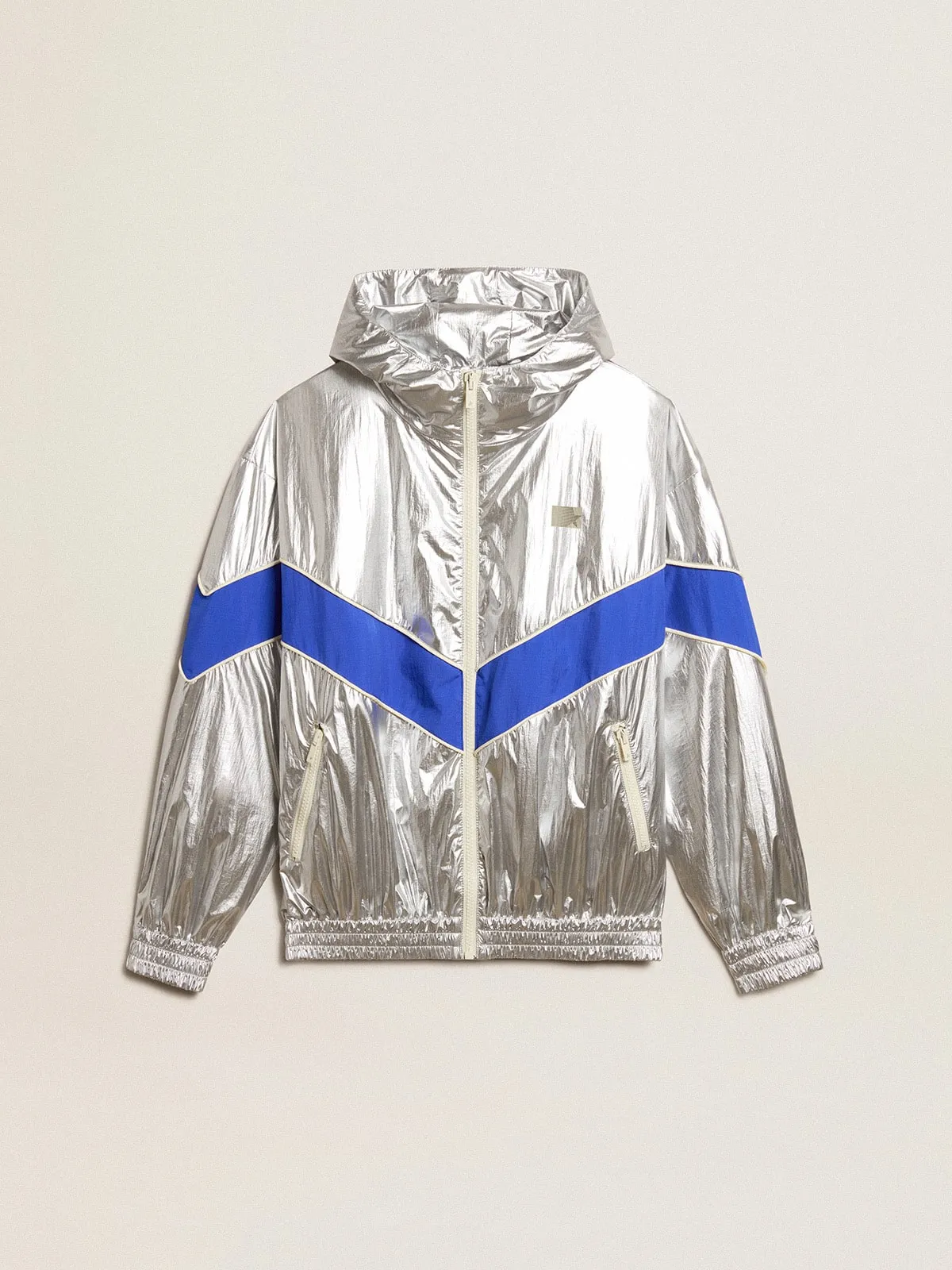 Anorak de mujer en tejido técnico plateado