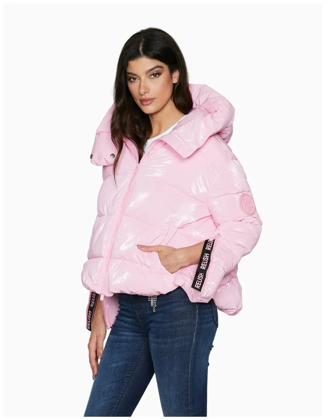ANORAK RELISH CORTO GIRAMAN DETALLE LOGO ROSA