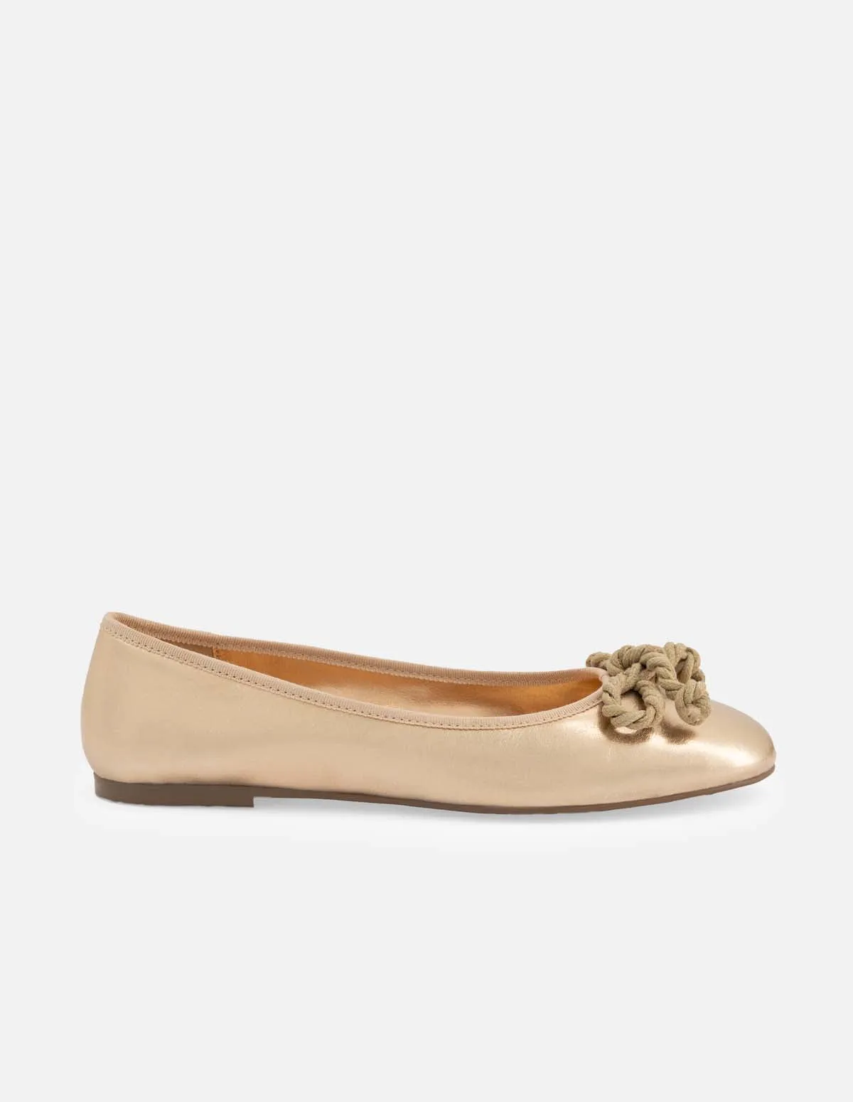 Ballerina en piel metalizada color bronce para mujer