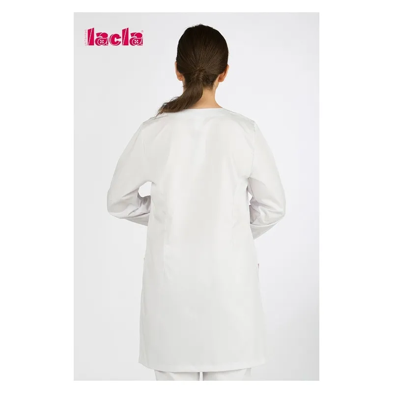 BATA BLANCA CON TRABILLAS DE COLORES  TALLA XS Y XXL