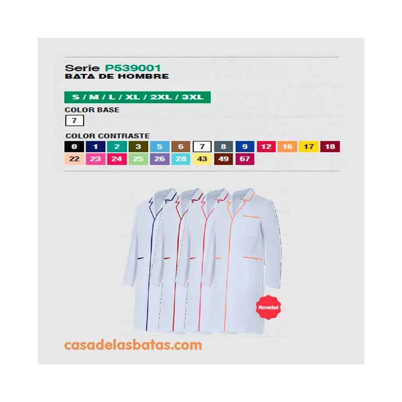 BATA LABORATORIO BLANCA PERSONALIZABLE CON VIVO DE COLOR  VELILLA