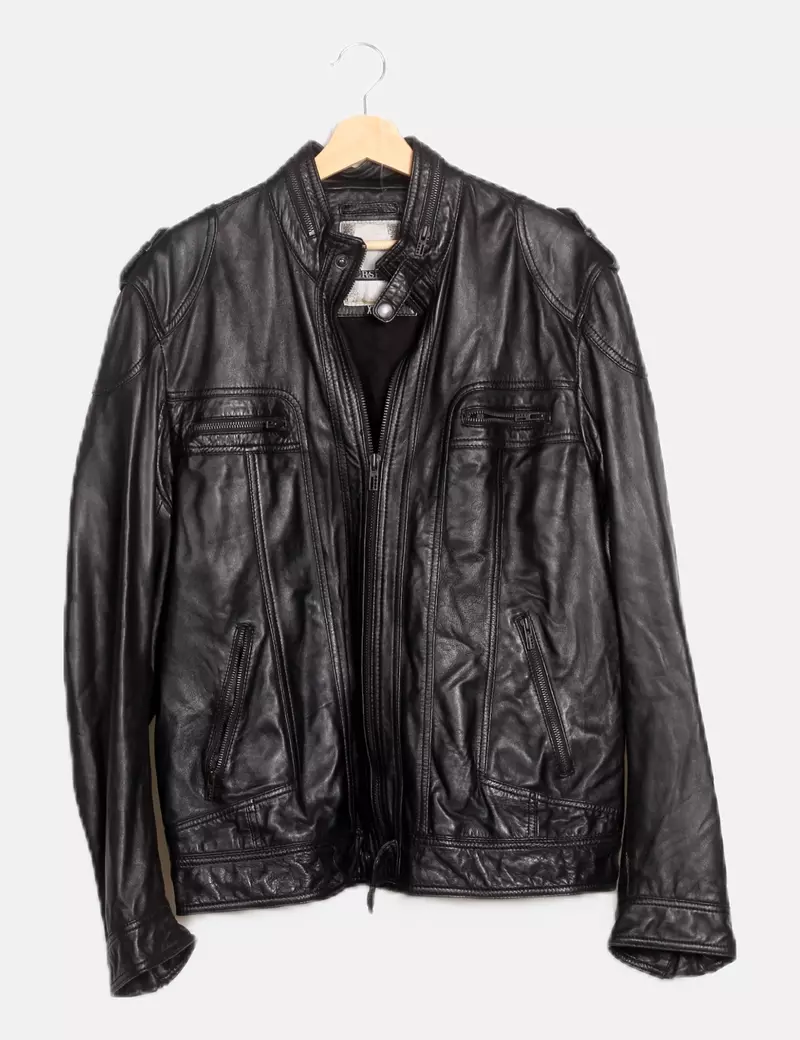 Bershka Chaqueta negra polipiel