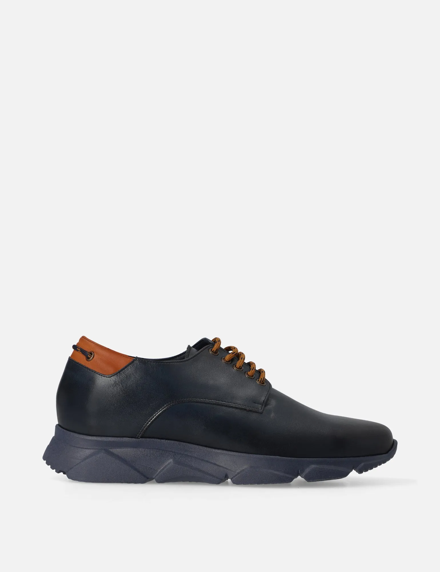 Blucher +7 cm de altura en piel color marino
