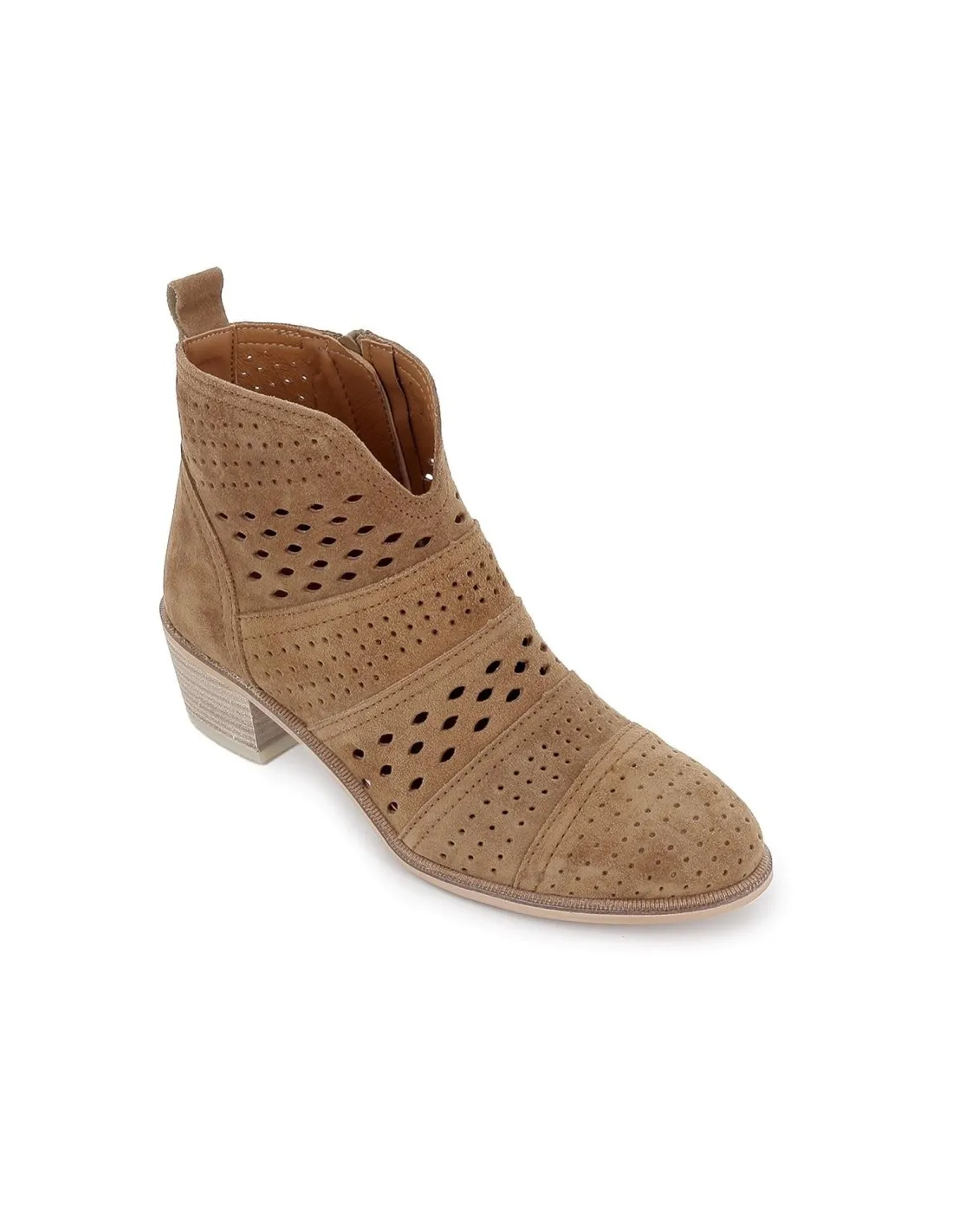 Bota baja cuero perforaciones mujer cremallera ALPE