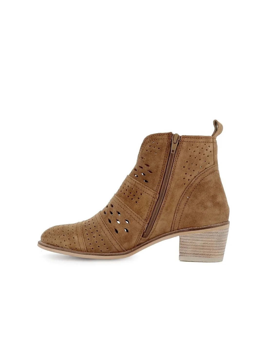 Bota baja cuero perforaciones mujer cremallera ALPE