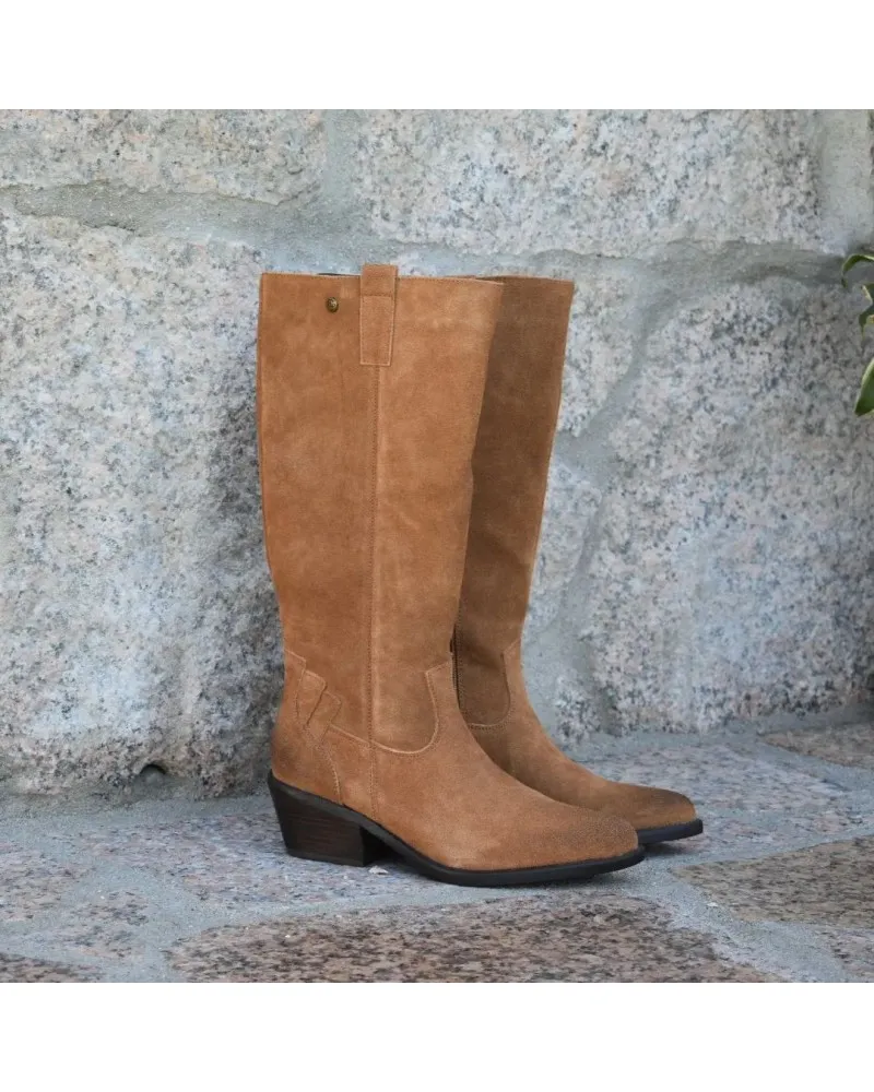 Bota campera de tacón bajo color cuero | TOP3SHOES 22809 cuero