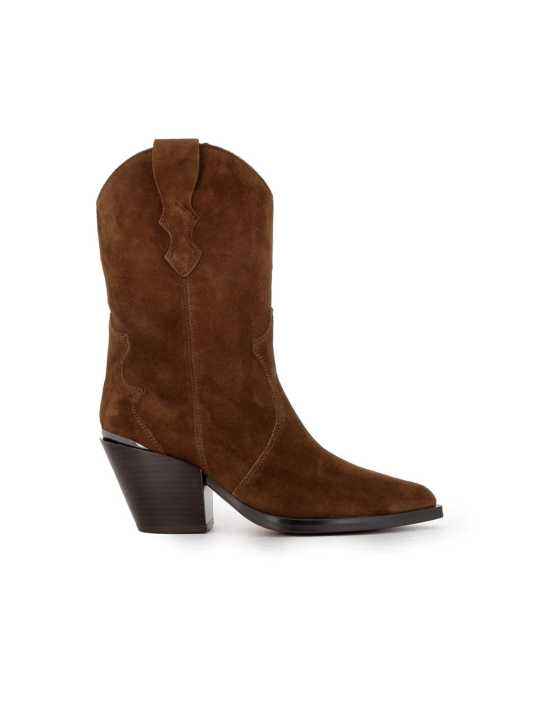 Bota caña media piel cuero tacón mujer ALPE