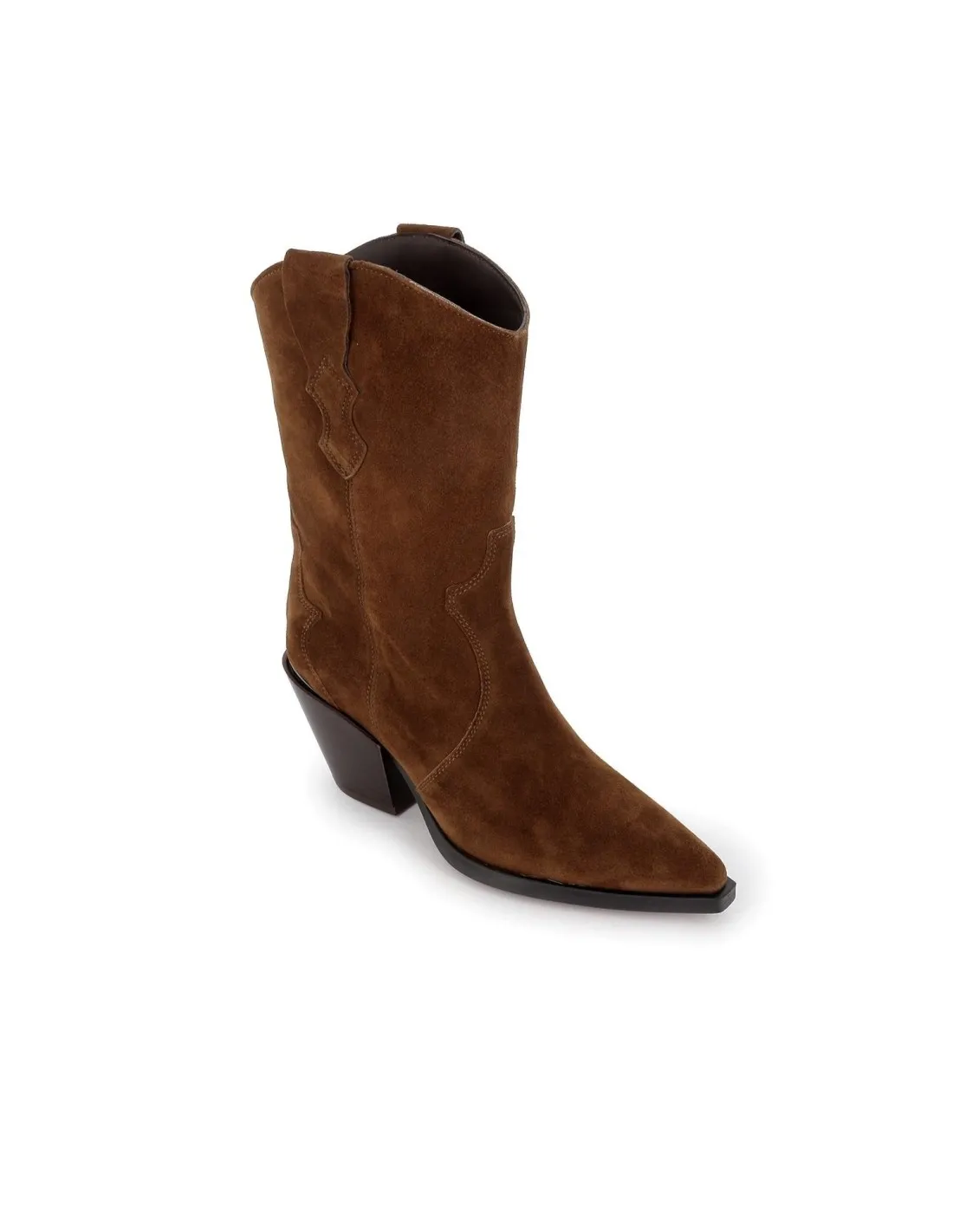 Bota caña media piel cuero tacón mujer ALPE