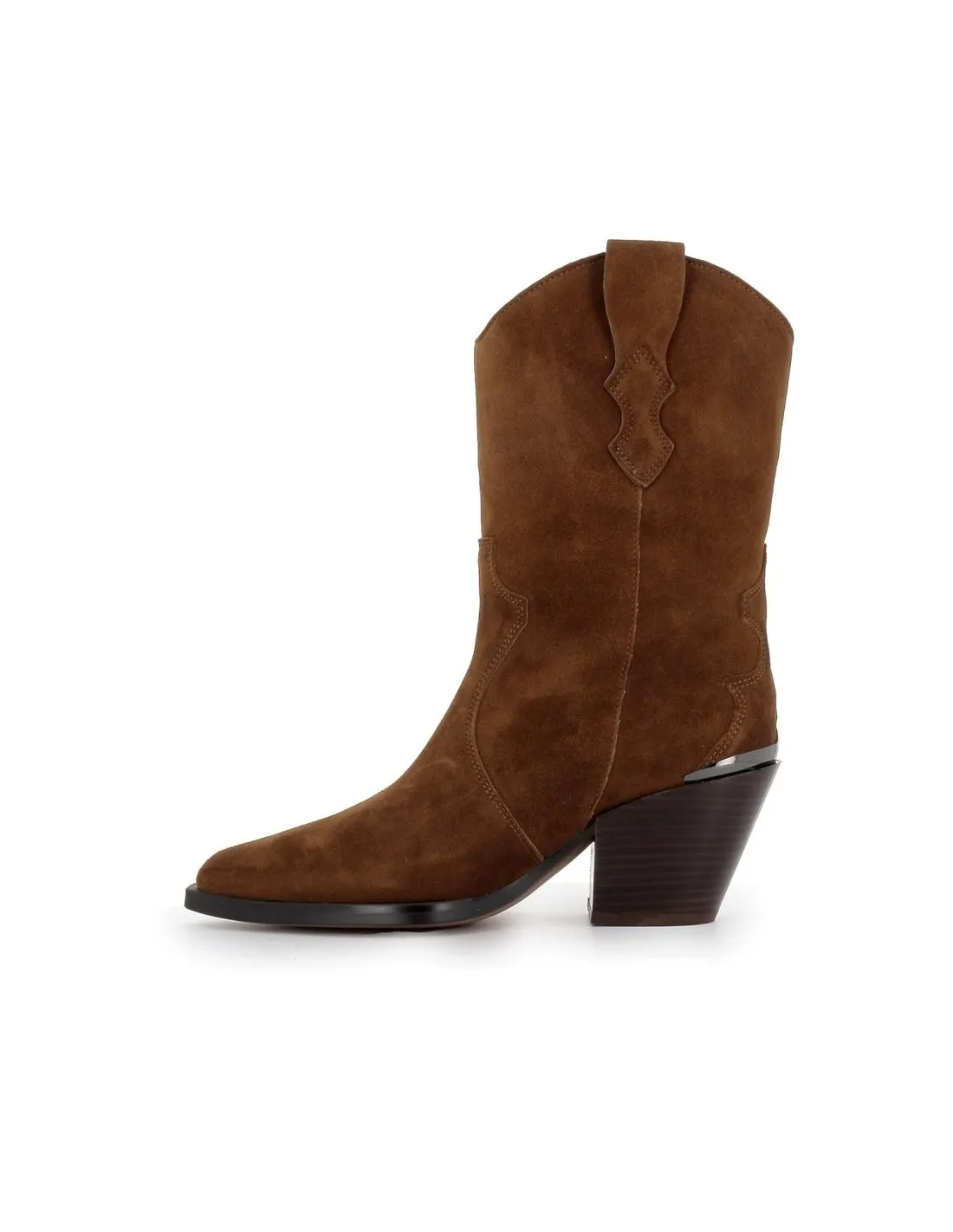Bota caña media piel cuero tacón mujer ALPE