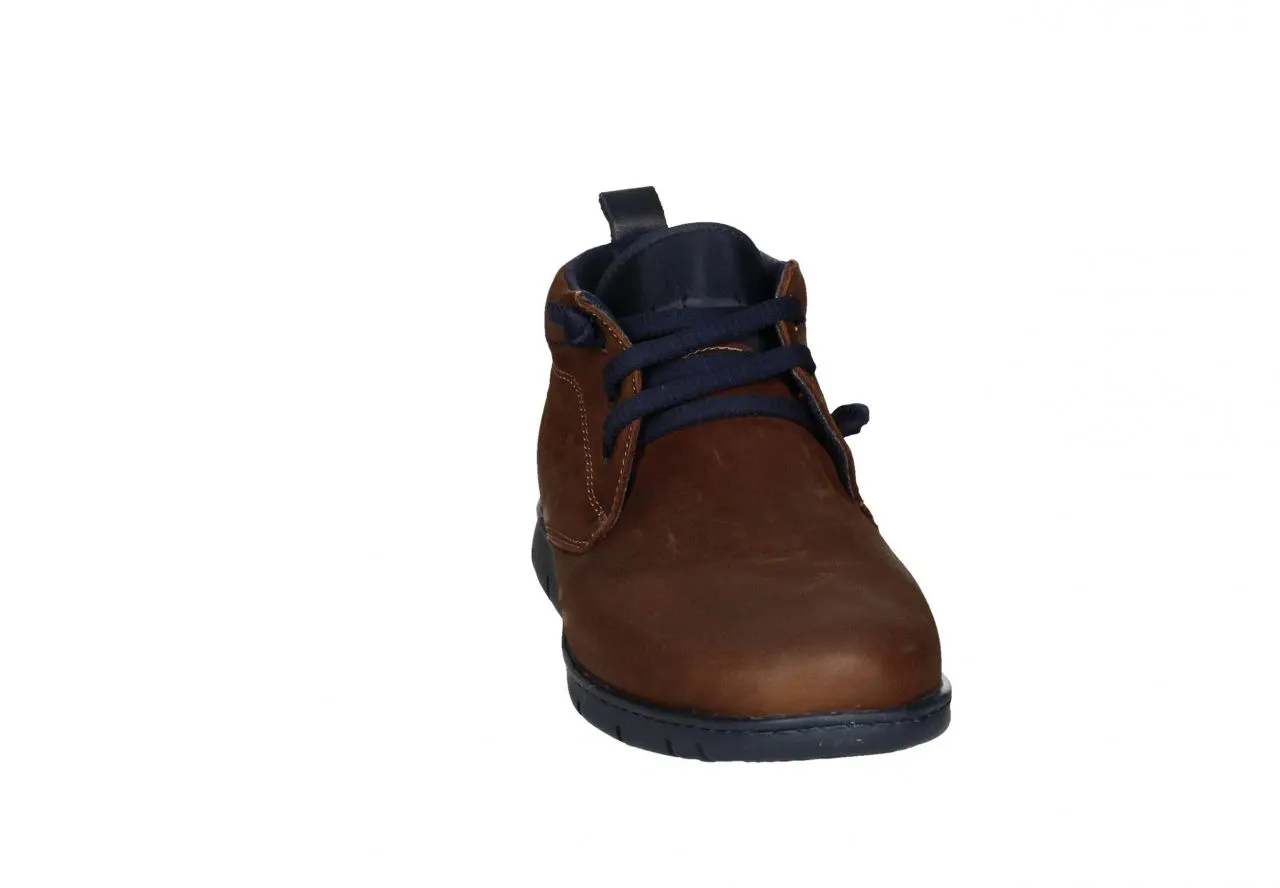 Bota Cordon Elastico Cuero Talon/piso Azul