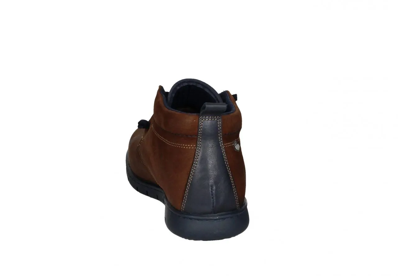 Bota Cordon Elastico Cuero Talon/piso Azul