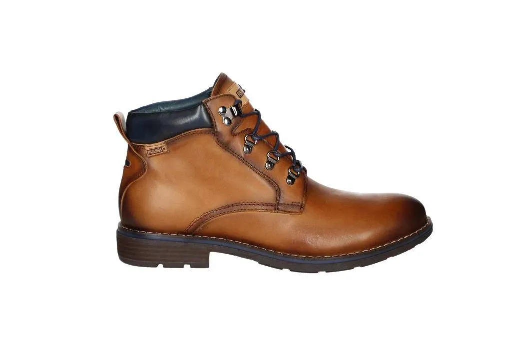 Bota Cordon Piel Cuero Ganchos Cordones/cuello Azul