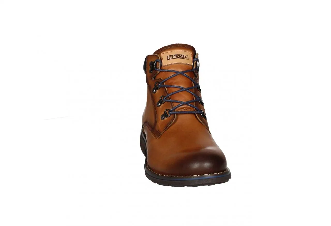 Bota Cordon Piel Cuero Ganchos Cordones/cuello Azul