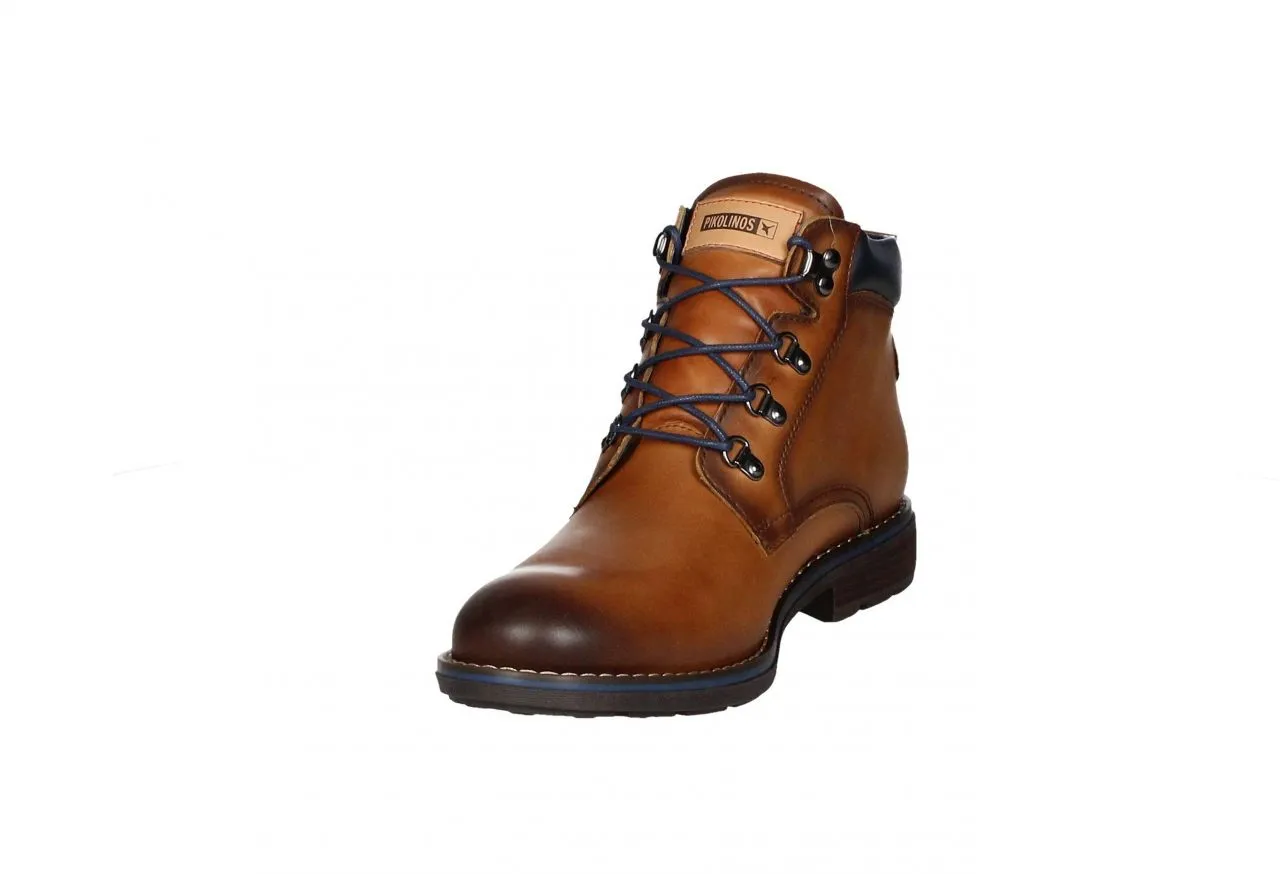 Bota Cordon Piel Cuero Ganchos Cordones/cuello Azul