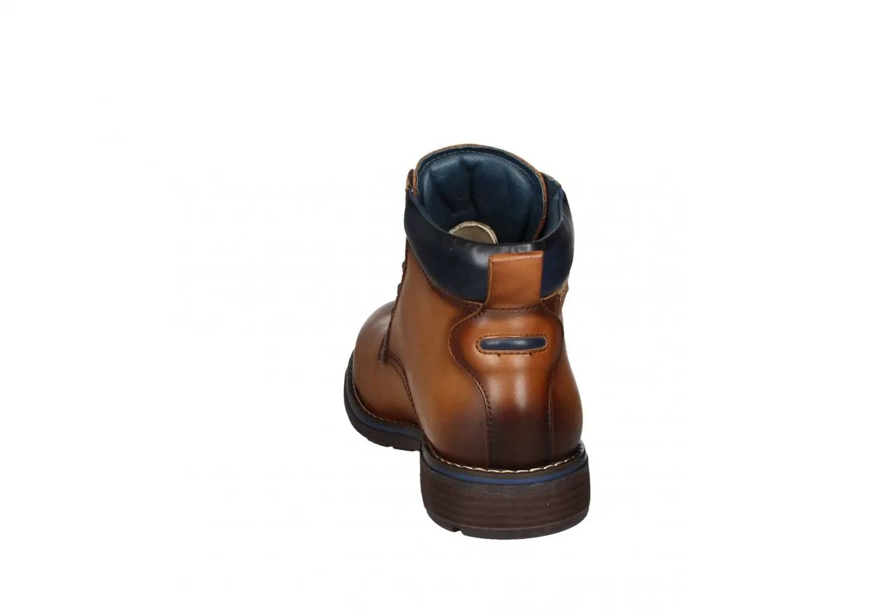 Bota Cordon Piel Cuero Ganchos Cordones/cuello Azul