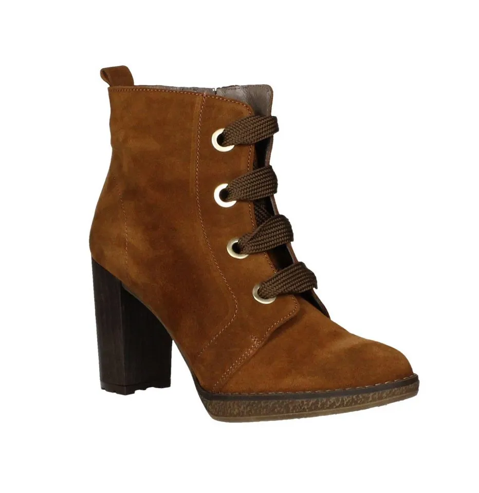Bota Cordon Serraje Cuero y Cremallera Lateral