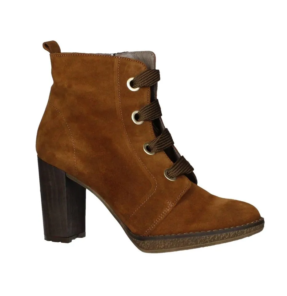 Bota Cordon Serraje Cuero y Cremallera Lateral